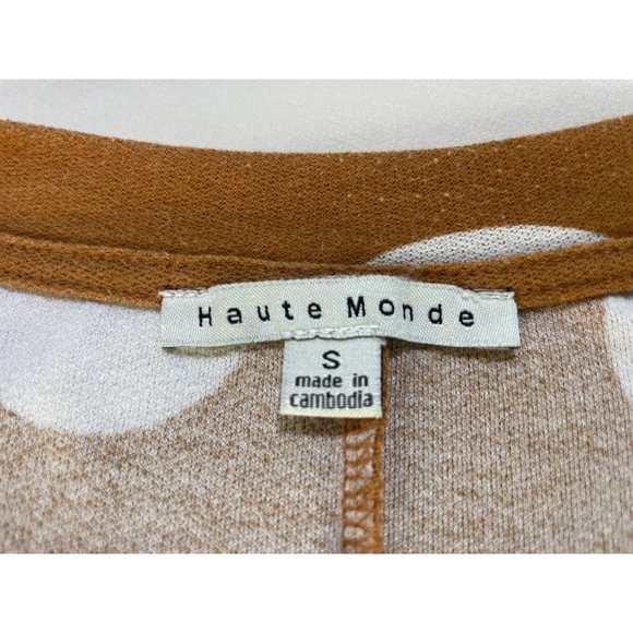 Haute Monde Top SZ S Ruched Sleeves  Polka Dot Tie Back - Picture 3 of 4